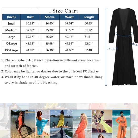 Flowy Maxi Bathing Tie Front Robe Cover Up - Picture 5 of 5